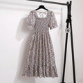 Vestido Feminino Primavera/Verão Chiffon Manga Curta Cintura Elástica A-Line Casual