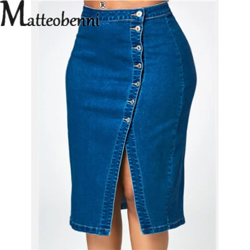 Saia Jeans Feminina – Envolvente, Aberta Frontal, Estilo Casual e Elegante