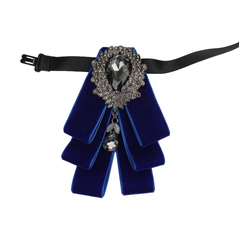 Gravata Borboleta Masculina de Veludo com Strass – Estilo Coreano Elegante para Noivos e Festa