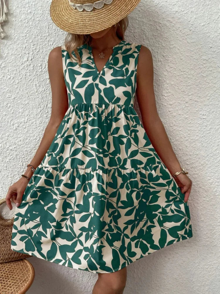 Vestido Feminino Boho Estampado – Mini, Elegante e Casual, Verão 2026