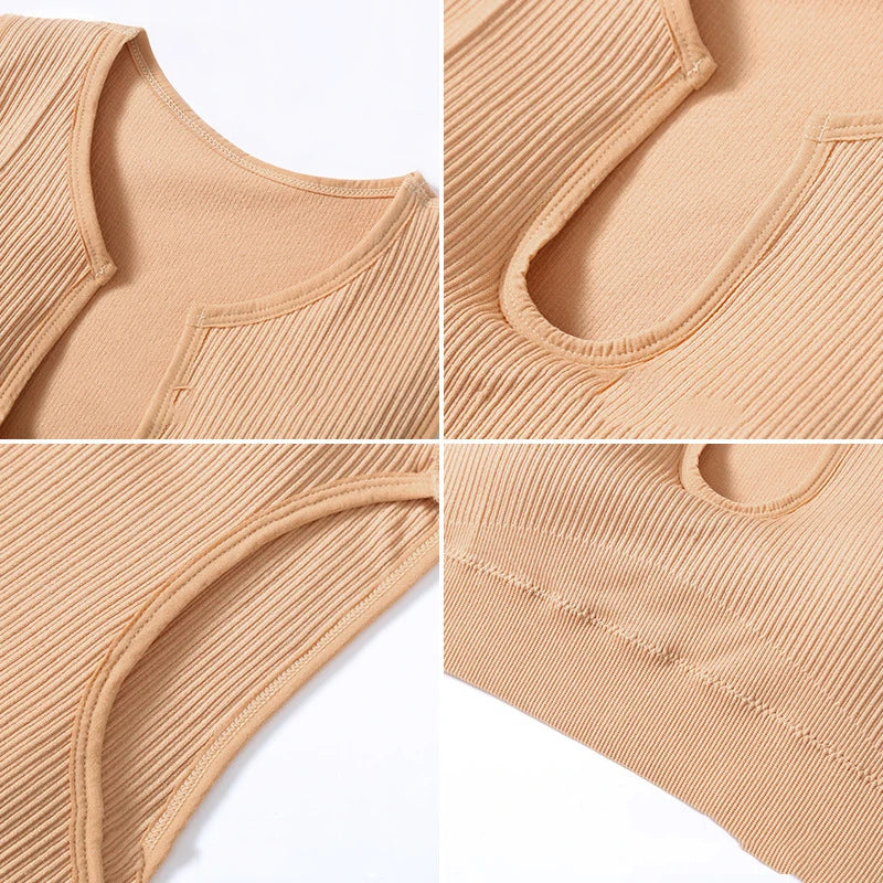 Conjunto Esportivo Feminino 2 Peças – Top Fitness com Shorts Ciclismo, Roupas de Academia, Elásticas e Confortáveis para Yoga e Treinos