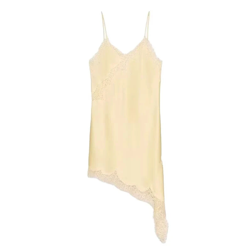 Vestido TRÁF Satin Sexy com Detalhes em Renda – Mulheres