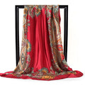 Lenço Quadrado Feminino 90x90cm – Cetim Toque de Seda, Estampado Fashion, Echarpe/Scarf/ Bandana de Luxo