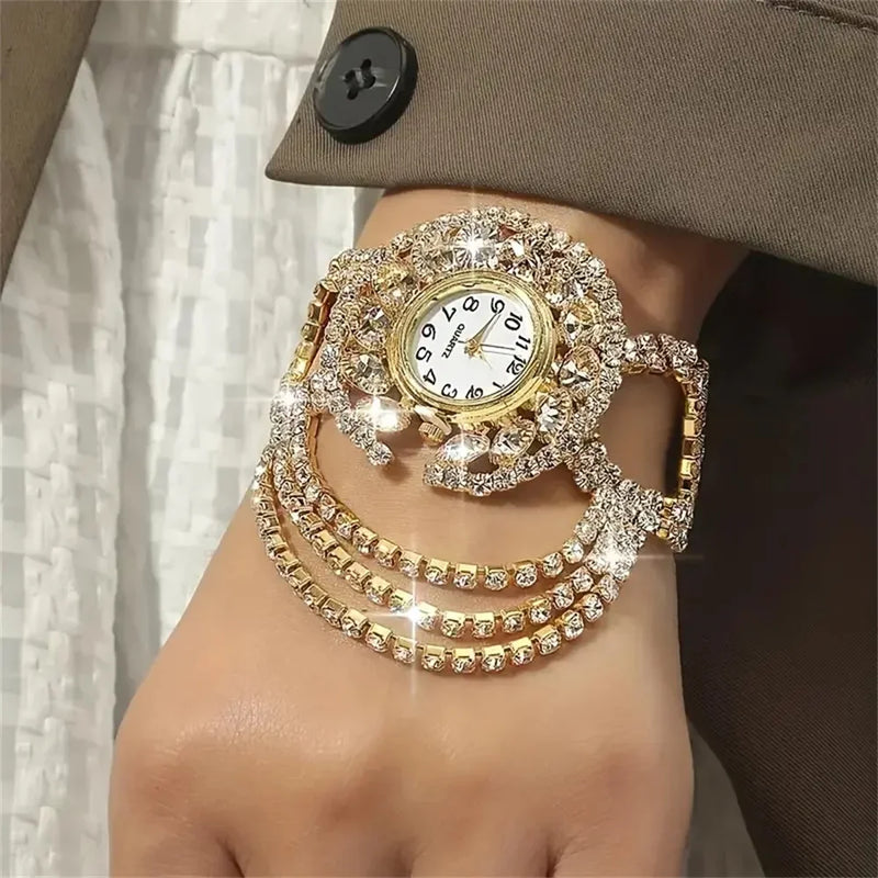 Relógio Feminino Fashion – Pulseira em Liga de Zinco com Detalhe em ambar
