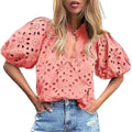 lusa Feminina de Verão com Renda e Bordado Floral – Elegante com Detalhes Vazados