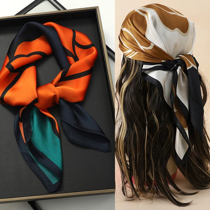 Lenço sofisticado em seda macia, ideal para usar no pescoço, como faixa de cabelo, bandana, hijab de praia, foulard ou acessório de bolsa. Um toque elegante e versátil que transforma qualquer look.