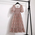 Vestido Feminino Primavera/Verão Chiffon Manga Curta Cintura Elástica A-Line Casual