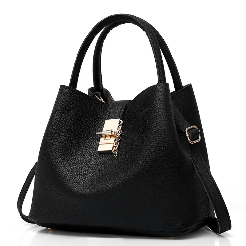 Bolsa Feminina de Ombro com Grande Capacidade – PU, Estilo Balde, Crossbody e Messenge