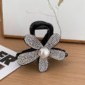 Clipes de Cabelo Koreanos com Strass – Presilha Elegante Preta para Mulheres e Pôneis