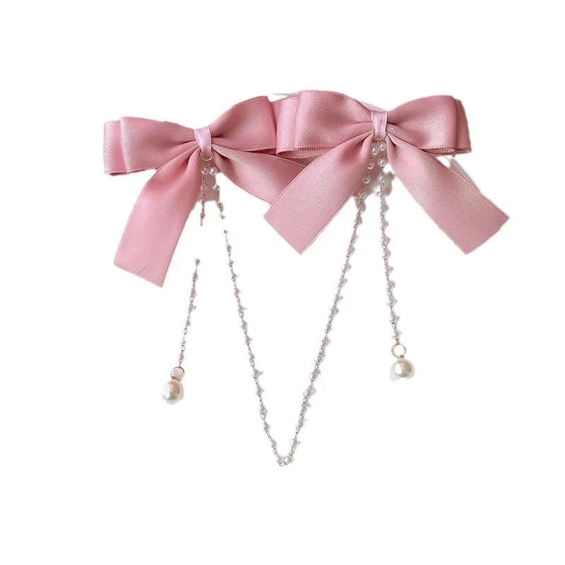 Presilha de Cabelo Laço Princesa com Pérolas – Rosa, Feminina e Infantil