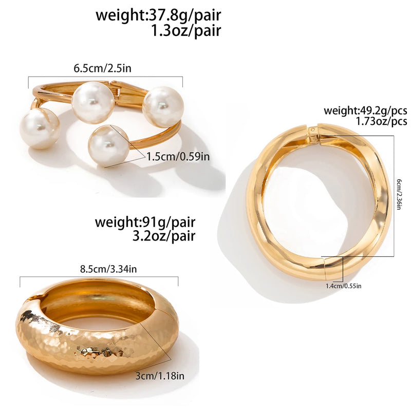 Pulseira Cuff Feminina com Pérola Falsa – Punk, Metal Pesado, Chunky, Bangle Steampunk 2025
