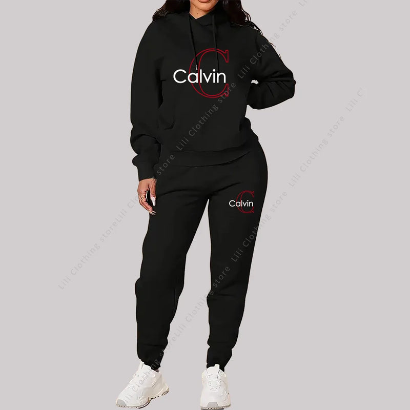 Eleve seu estilo casual com este conjunto feminino 2 peças 2026, composto por hoodie de capuz confortável e calça de moletom de alta qualidade.