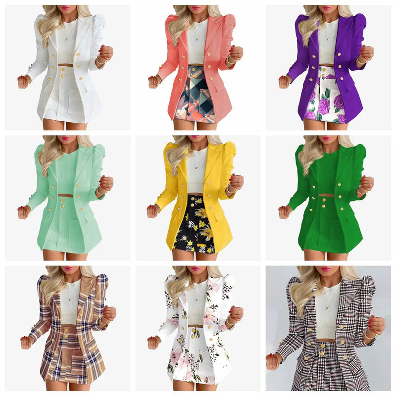 Eleve seu estilo no trabalho ou em eventos casuais com este conjunto feminino elegante de primavera 2026 composto por blazer de manga longa