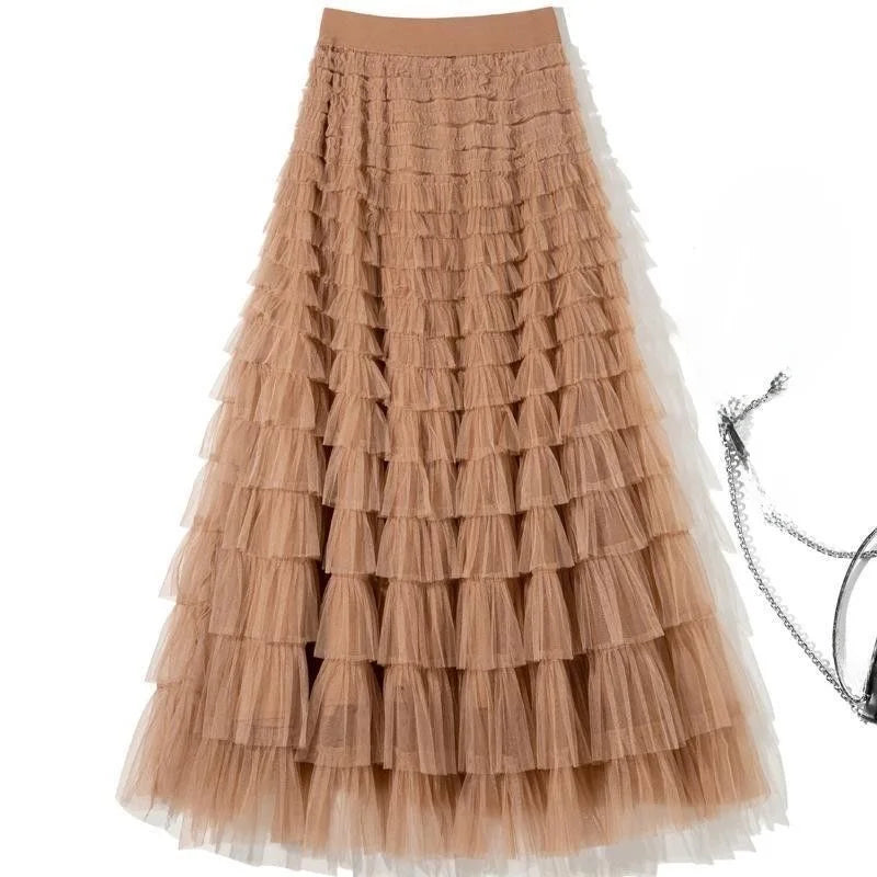 Saia Doce Estilo Camadas – Cintura Elástica, Midi