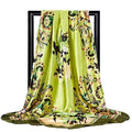 Lenço Quadrado Feminino 90x90cm – Cetim Toque de Seda, Estampado Fashion, Echarpe/Scarf/ Bandana de Luxo