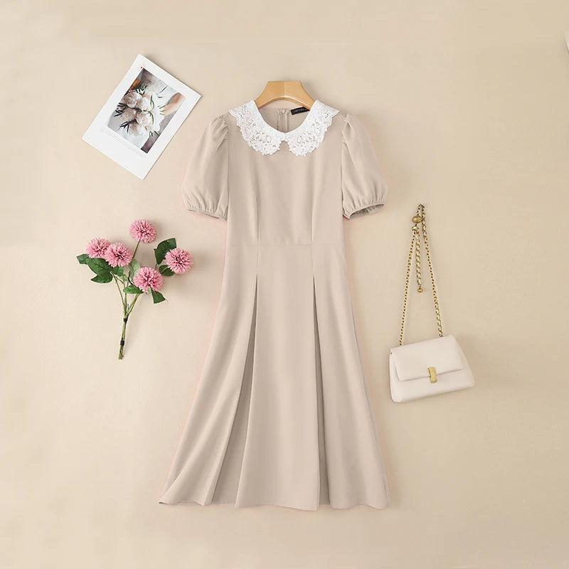 025 ZANZEA Vestido Feminino Estiloso para Festa – Vestido Elegante de Verão com Manga Bufante Curta, Modelo para Trabalho/Escritório, Vestido Plissado, Sundress Midi em Linha A.