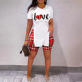 Conjunto Feminino Casual de Verão – T-Shirt Slim de Manga Curta + Shorts Estampados, Conjunto 2 Peças com Shorts Estreitos Estilo Leopardo