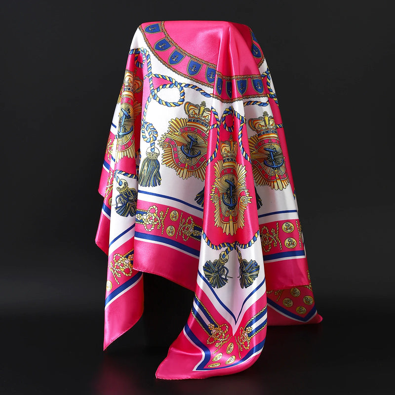 Lenço Feminino Luxo Seda Twill 90x90cm – Estampa Cinto Fashion, Lenço Quadrado, Bandana/Foulard/Echarpe
