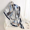 Lenço Quadrado Feminino 90x90cm – Estilo Luxo, Seda Imitada, Grande Shawl/Headband/Foulard/Bandana/Hijab