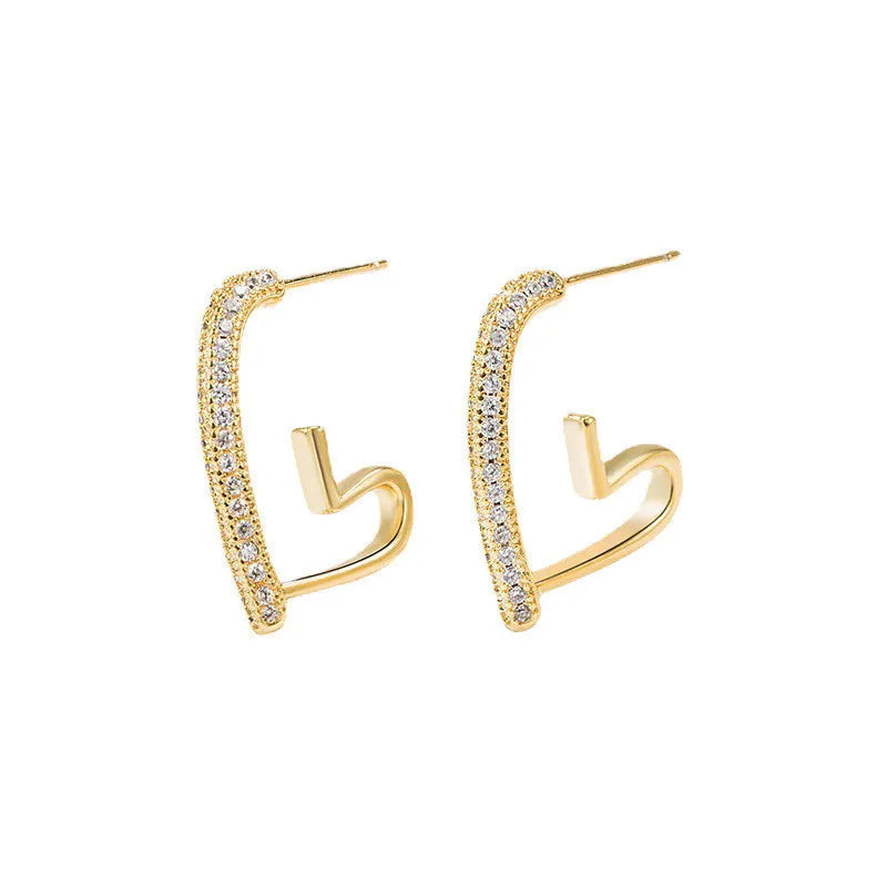 Brincos Femininos de Prata 925 com Coração de Cristal – Moda