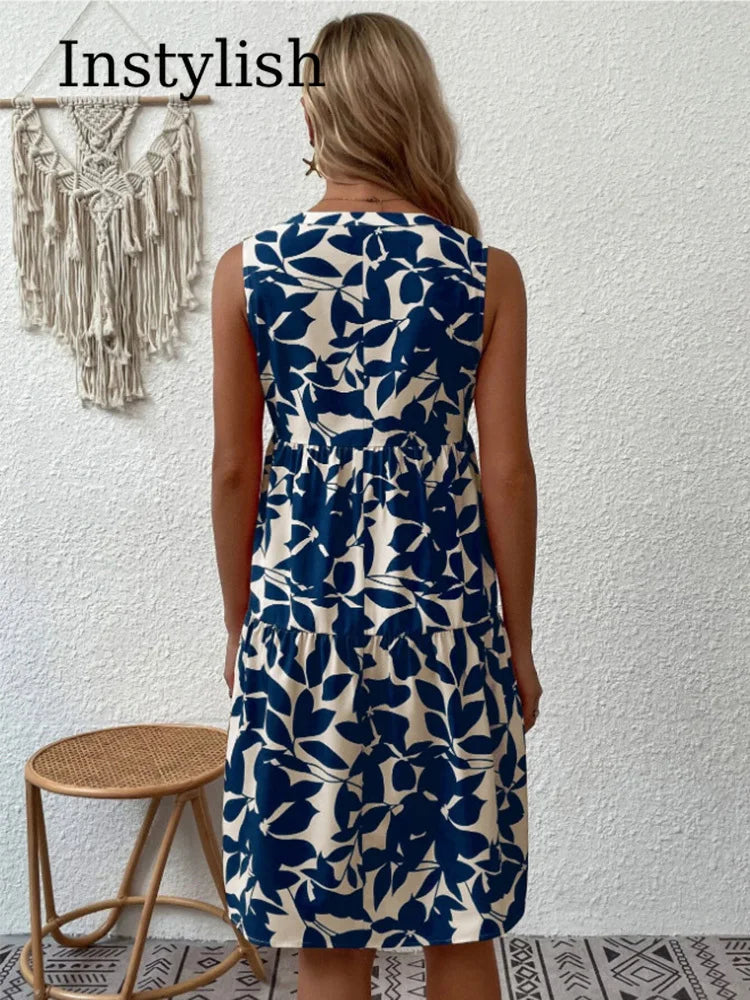 Vestido Feminino Boho Estampado – Mini, Elegante e Casual, Verão 2026