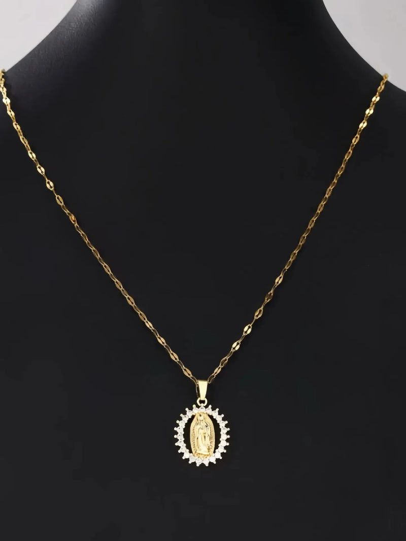 Colar Feminino Estrela do Céu com Zircônias Coloridas – Nossa Senhora Vazado, Estilo Europeu e Americano