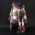 Lenço Feminino Luxo Seda Twill 90x90cm – Estampa Cinto Fashion, Lenço Quadrado, Bandana/Foulard/Echarpe