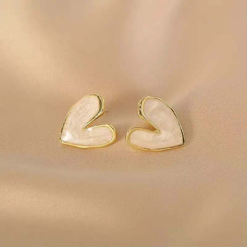 Brincos Stud Imitation Pearl – Coração e Redondo, Elegante