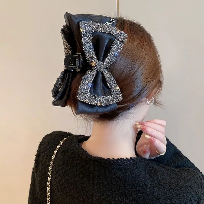 Presilha de Cabelo Grande em Acrílico – Laço Brilhante, Shark Clip Feminino