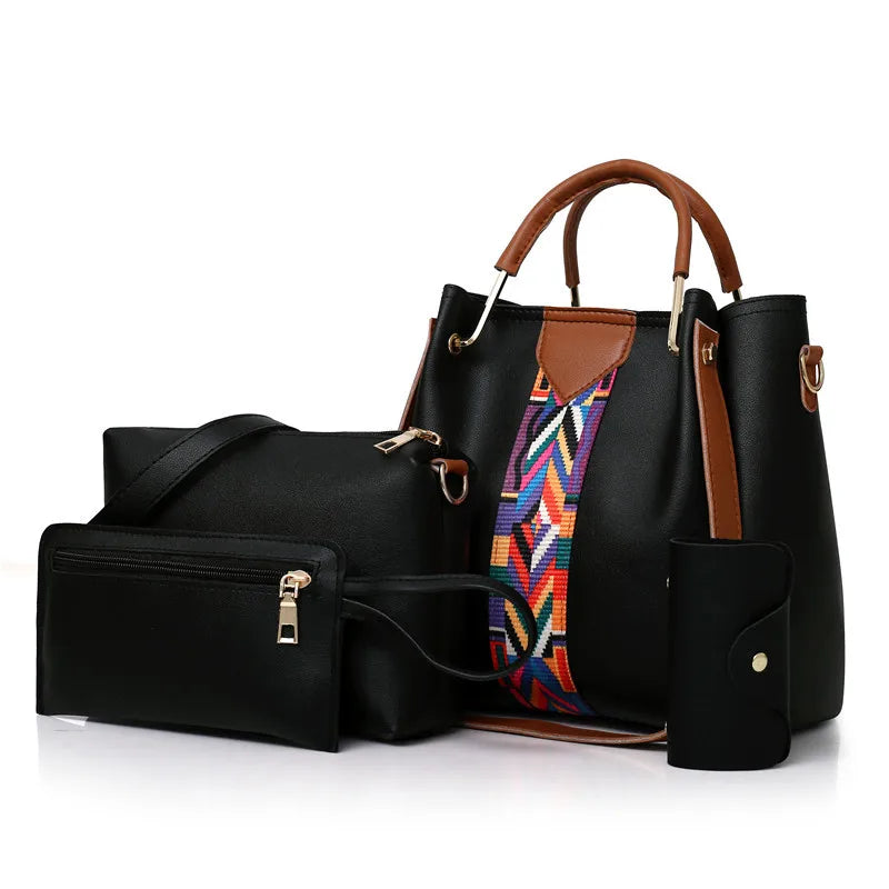 Conjunto de bolsas femininas 4 em 1, perfeito para organizar seus pertences com estilo. Inclui bolsa de ombro, crossbody e acessórios práticos para o dia a dia.
