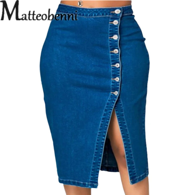 Saia Jeans Feminina – Envolvente, Aberta Frontal, Estilo Casual e Elegante