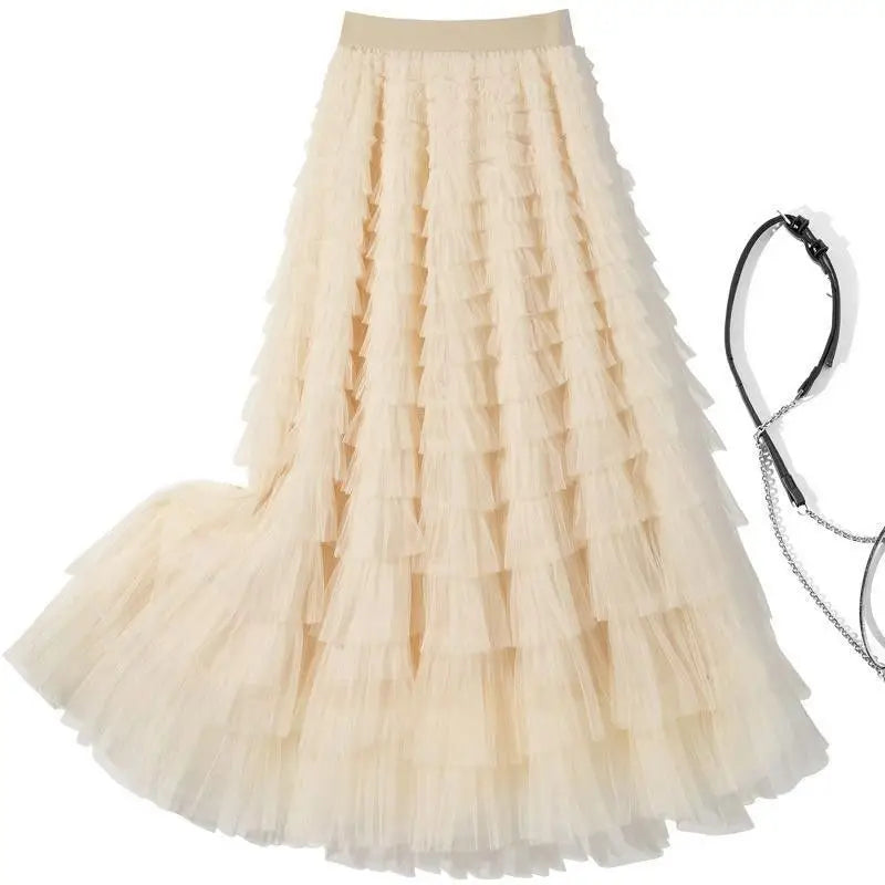 Saia Doce Estilo Camadas – Cintura Elástica, Midi