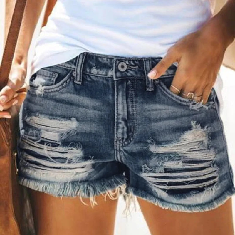 Shorts Jeans Feminino Streetwear 2026 – Perfurados, Cintura Média, Estilo Cowboy  Shorts jeans feminino de verão, tendência 2026, perfeito para streetwear