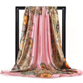 Lenço Quadrado Feminino 90x90cm – Cetim Toque de Seda, Estampado Fashion, Echarpe/Scarf/ Bandana de Luxo