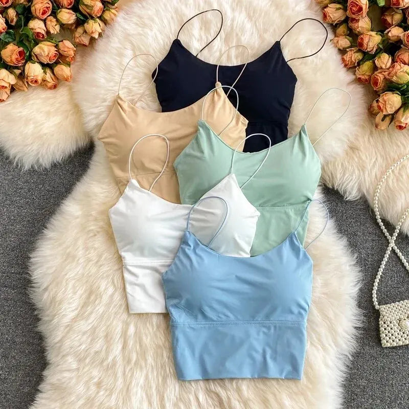 Top Feminino em Seda Gelada – Sem Costura, Com Bojo, Estilo Bralette e Conforto Sem Aro
