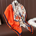 Lenço Grande de Seda 110cm – Echarpe Feminina Estampada, Hijab, Bandana, Foulard e Acessório de Praia
