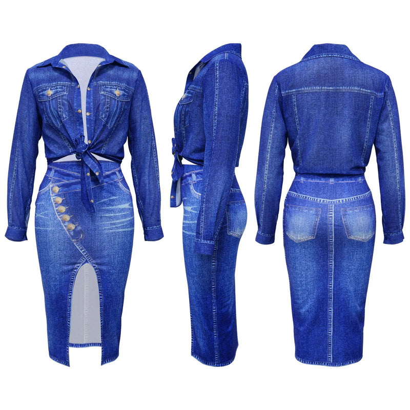 Conjunto Feminino 2 Peças – Blusa de Manga Longa + Saia Midi | Moda Verão/Outono 2026