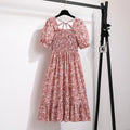 Vestido Feminino Primavera/Verão Chiffon Manga Curta Cintura Elástica A-Line Casual