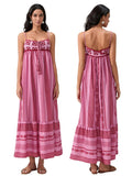 Vestido Feminino de Verão – Regata, Boho, Estampas Geométricas com Crochê e Tassels