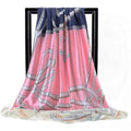 Lenço Quadrado Feminino 90x90cm – Cetim Toque de Seda, Estampado Fashion, Echarpe/Scarf/ Bandana de Luxo