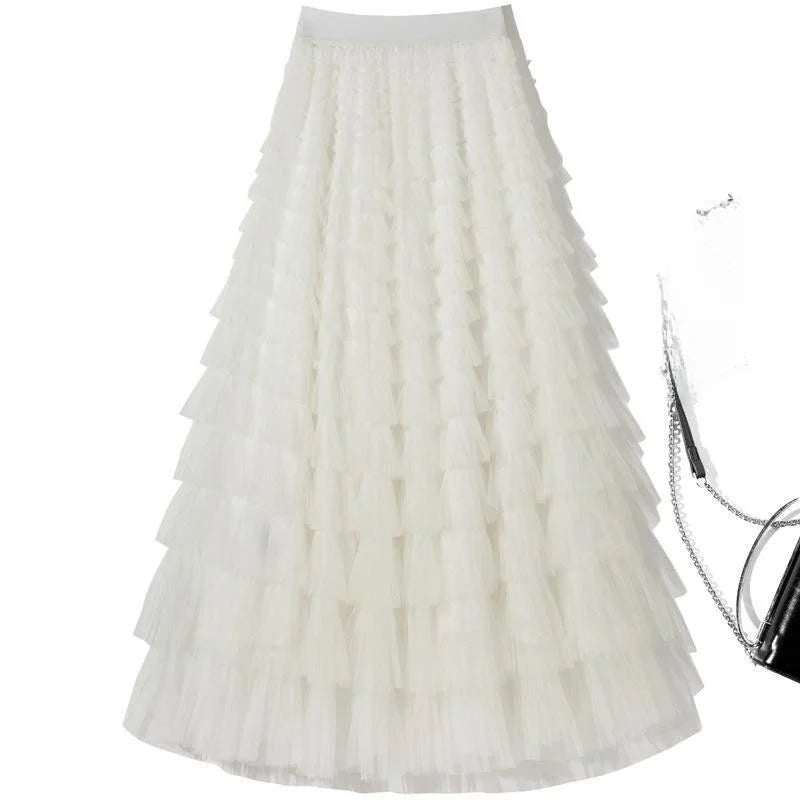 Saia Doce Estilo Camadas – Cintura Elástica, Midi