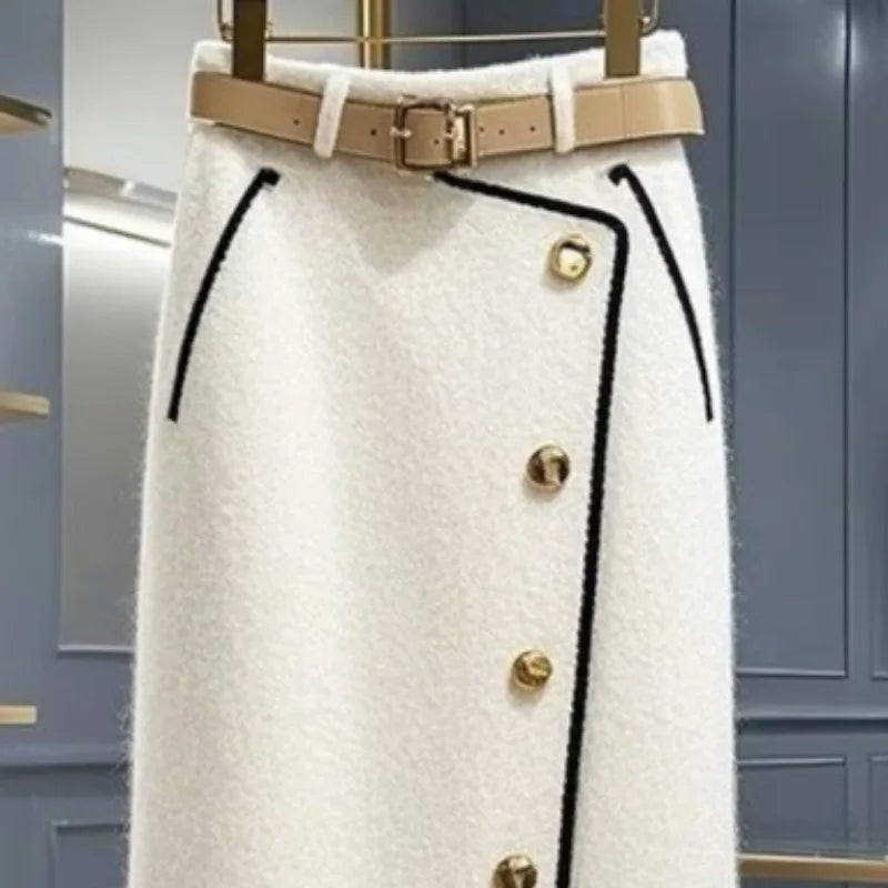 Saia Feminina Matakawa – Primavera/Outono, Estilo Coreano, A-Line Elegante