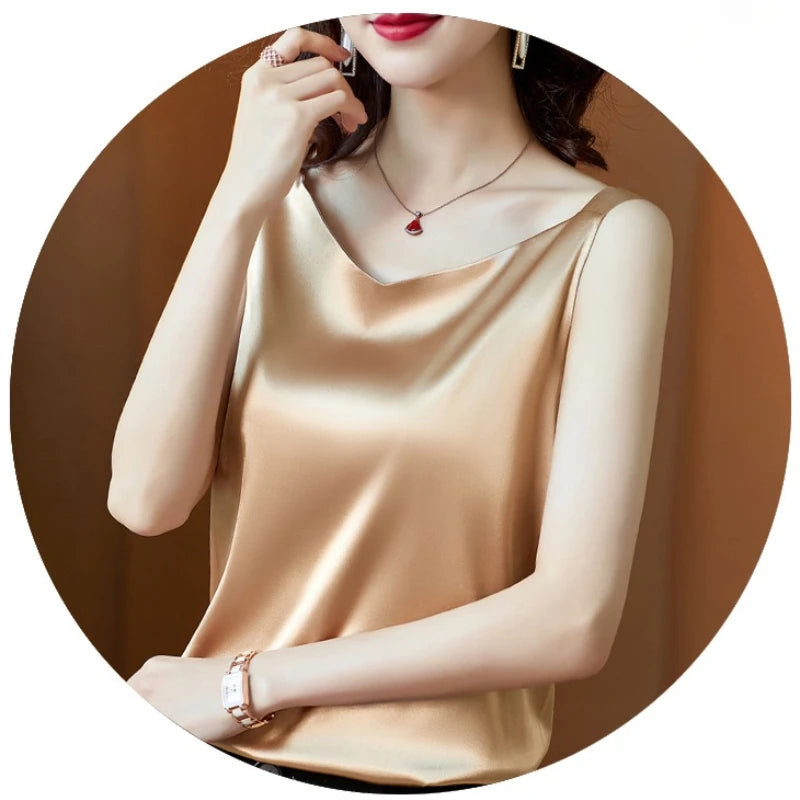 Blusa Feminina Coreana de Seda – Satin com Bordado em Renda e Estampa – Decote V