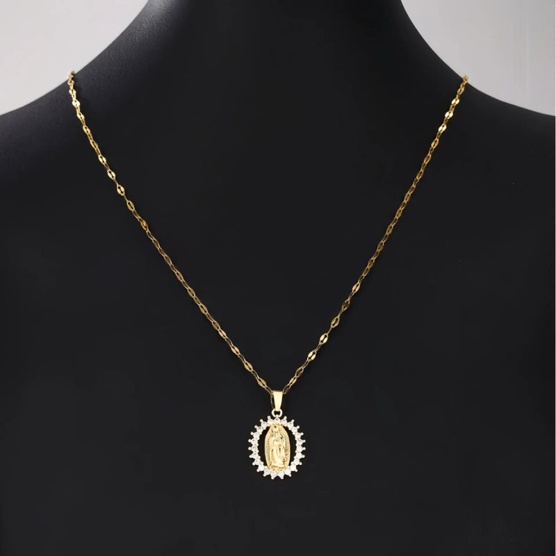 Colar Feminino Estrela do Céu com Zircônias Coloridas – Nossa Senhora Vazado, Estilo Europeu e Americano