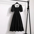 Vestido Feminino Chiffon Primavera Verão – Manga Curta, Cintura Elástica e Saia Plissada