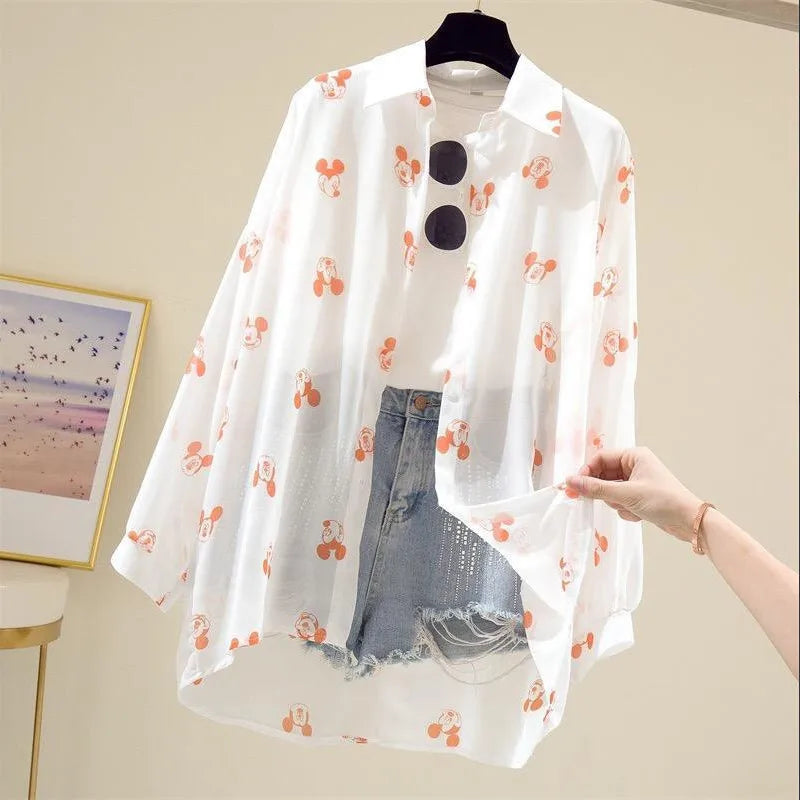 Blusa Feminina Mickey Mouse – Manga Longa Casual
