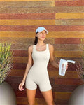Macacão Esportivo Feminino – Conjunto de Yoga em Cor Lisa, Secagem Rápida, Ideal para Yoga, Ciclismo, Corrida e Treinos de Academia