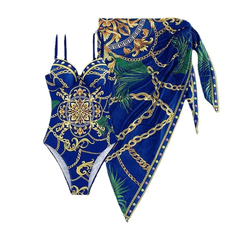 Curta o verão com estilo neste maiô feminino push-up com decote em V e saída de praia combinando. Seu design vintage valoriza a silhueta, garantindo conforto e elegância na praia ou piscina.