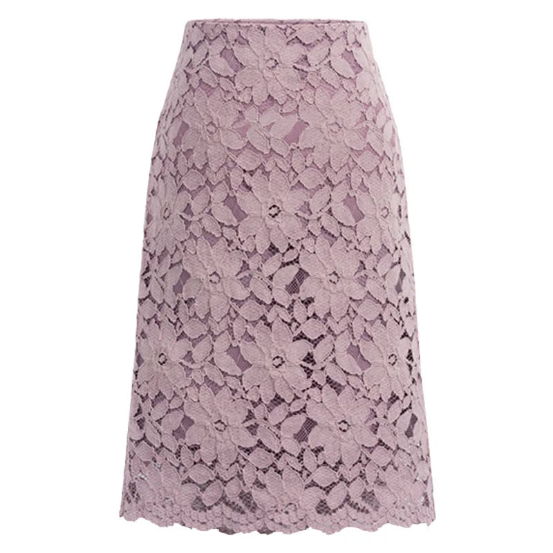 Saia Lápis Feminina de Verão – Renda Elegante, Cintura Alta, Office e Casual