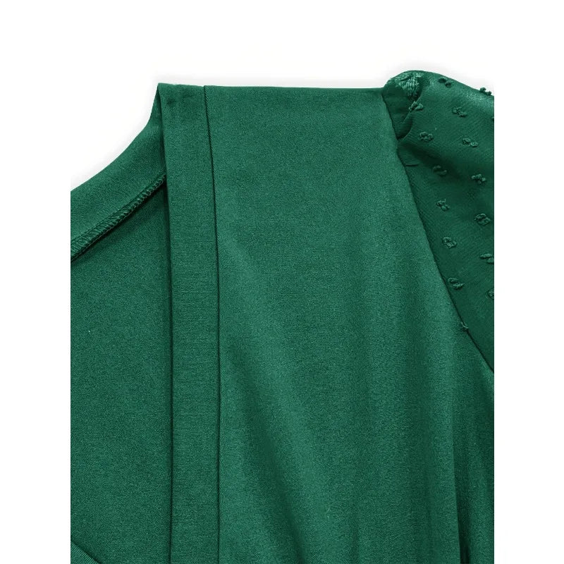 Vestido Plus Size Feminino de Outono/Inverno com Renda e Decote V